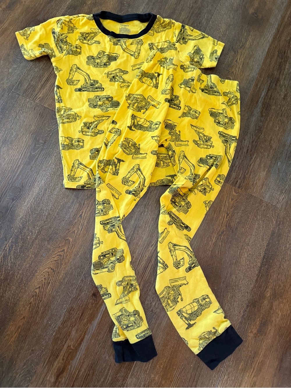 Carter's Yellow Construction Truck Pajama Set with Black Print